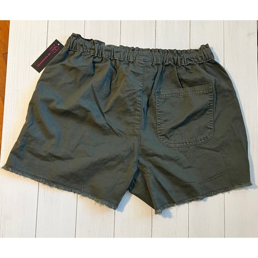 No Boundaries Shorts Juniors M Green Super High Rise Tie Front M Frayed Boho B3 - Picture 8 of 10